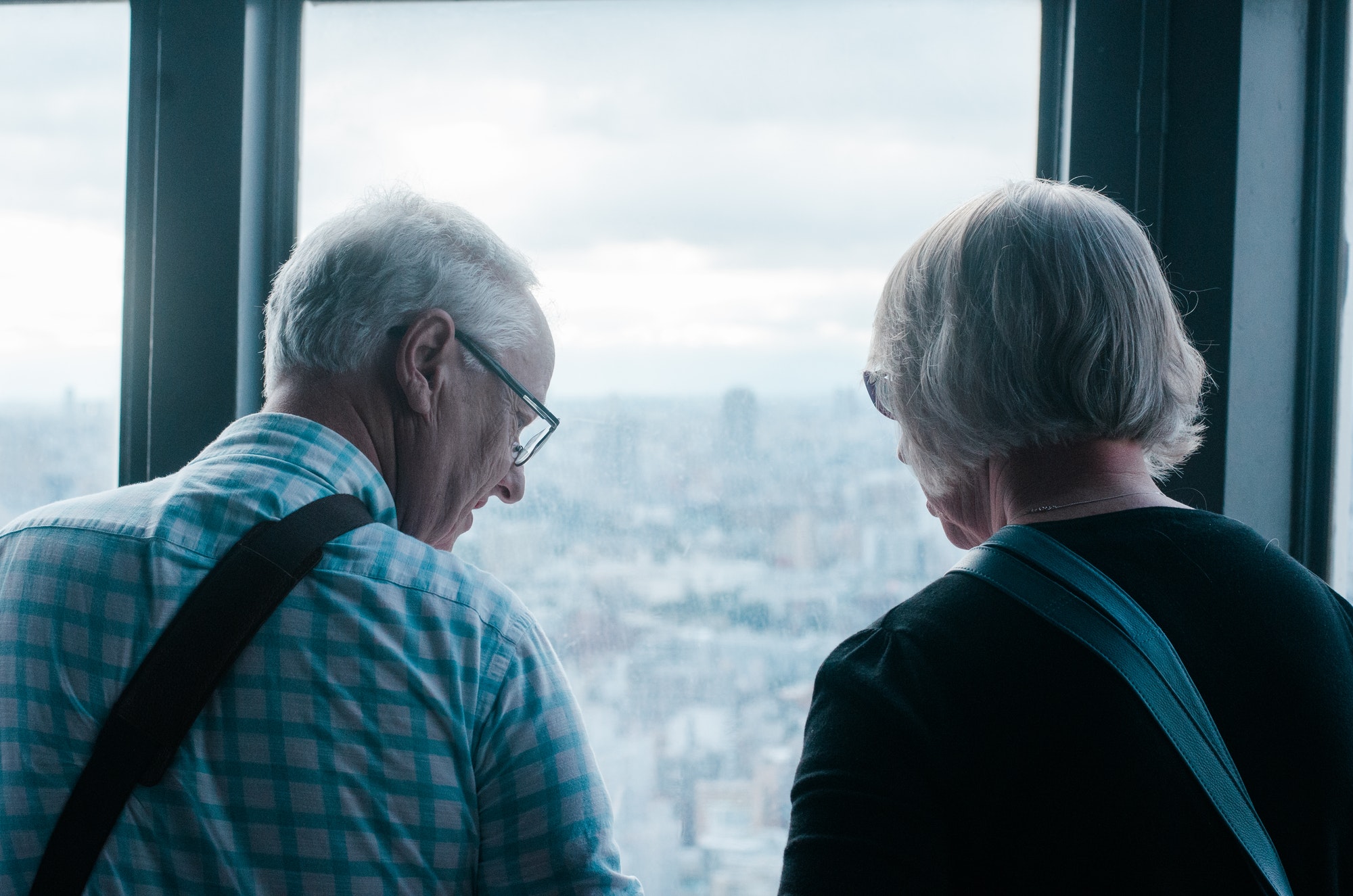 A couple in the observation deck of Tokyo Tower.