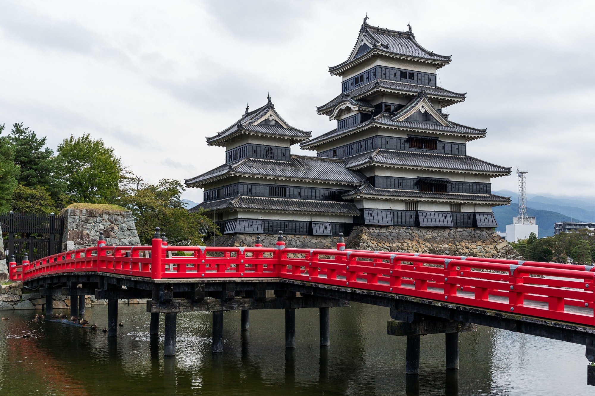 Matsumoto Castle and bridge in Japan