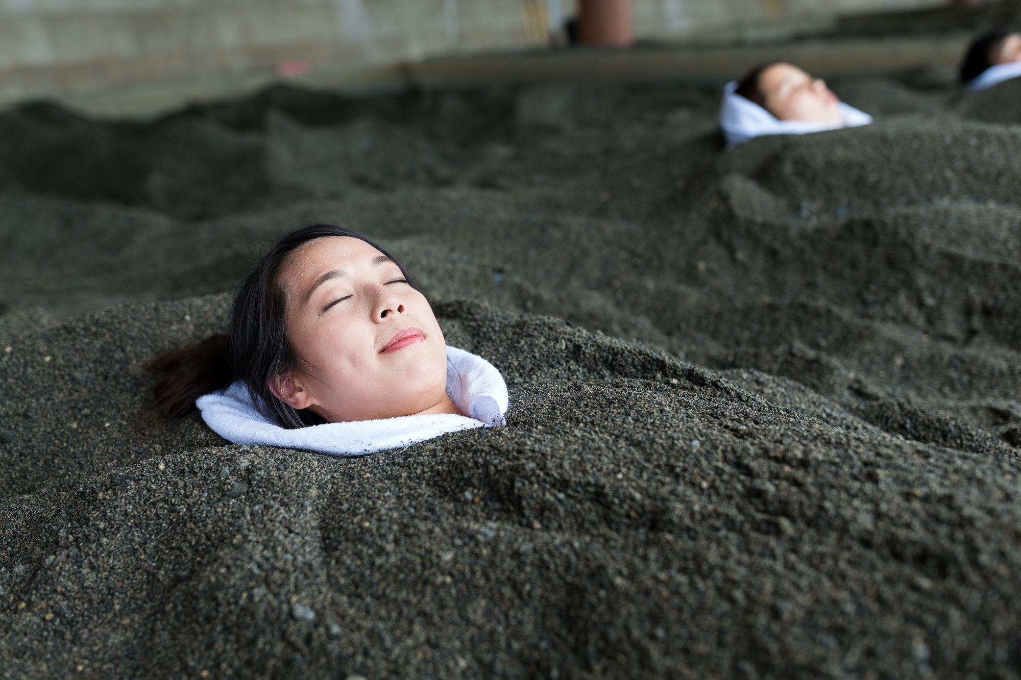Woman enjoy Surigahama Spa in Ibusuki