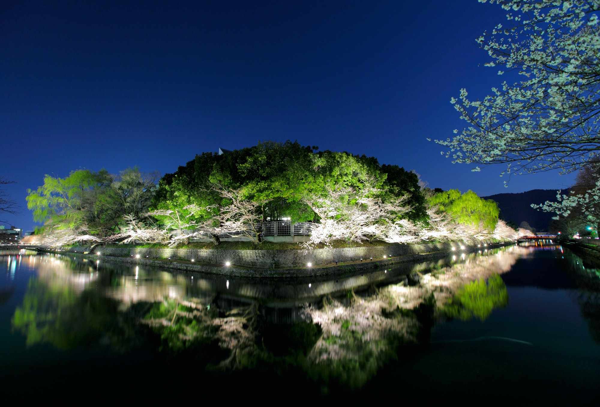 Biwa lake canal in Japan at night