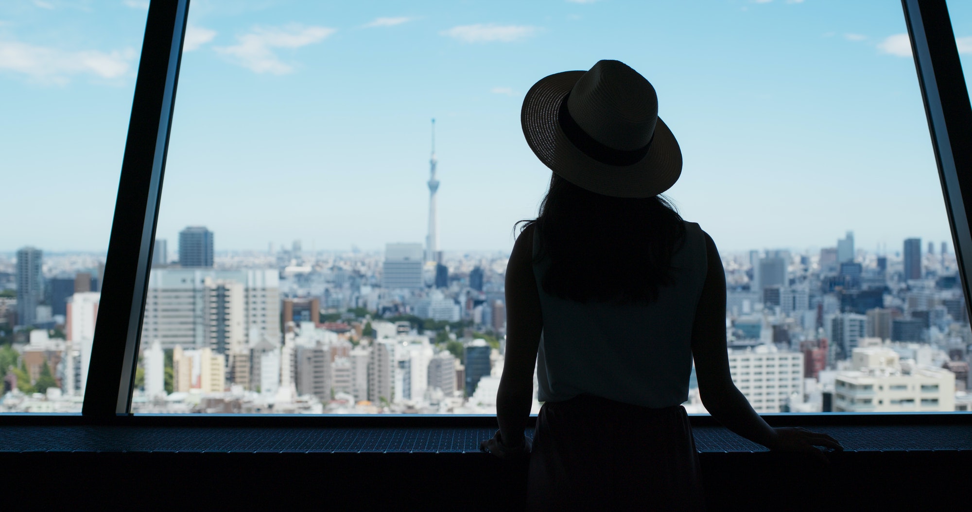 Woman look at the Tokyo city view